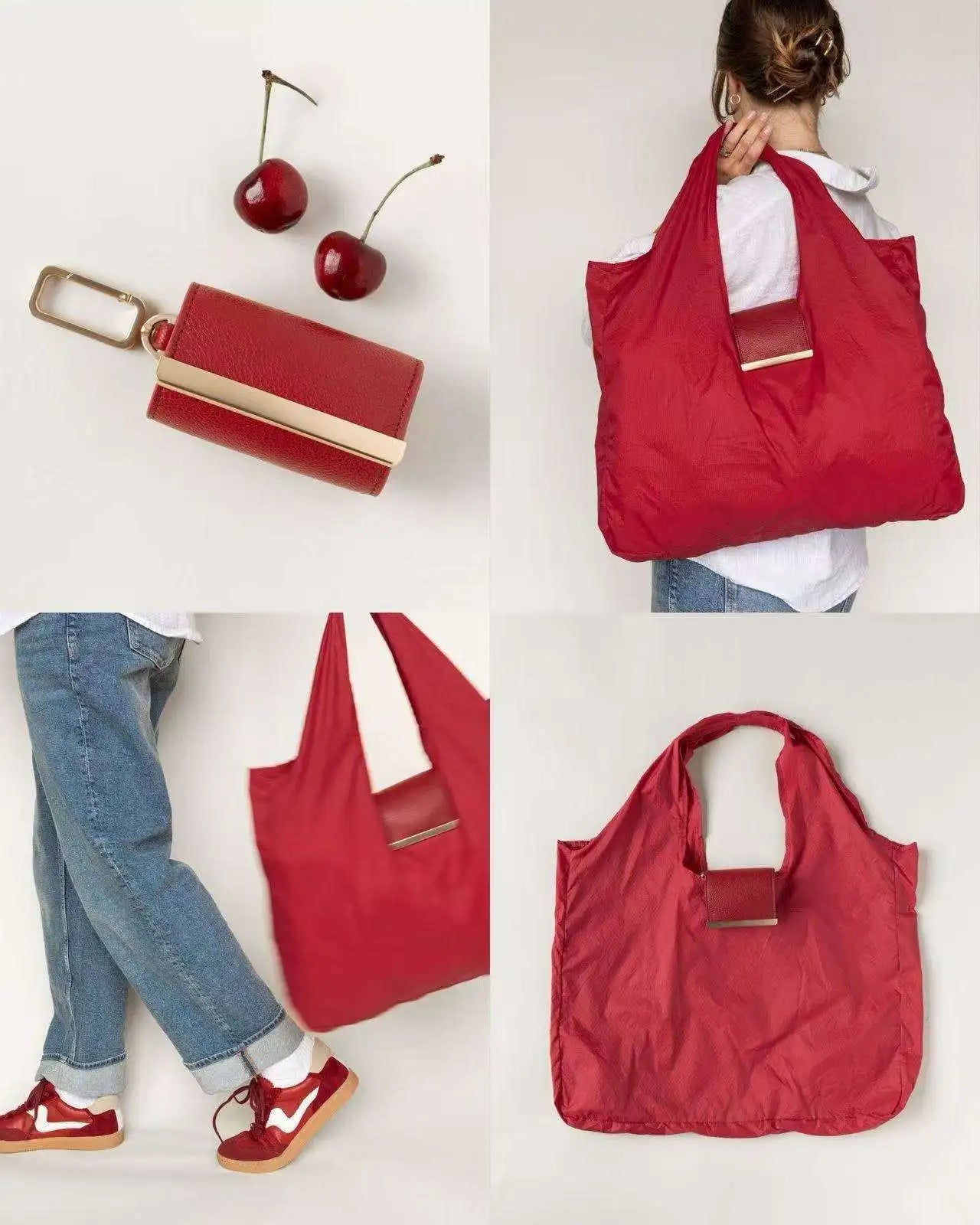 2025 New Arrival Custom Roll up Portable Foldable Under Recycled Nylon Shoulder Bag Women Tote Bag Sac a Rouler Pour Femmes