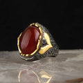 Turkish Style Trendy Alloy Ottoman Style Men's Ring with Rhodium and Gold Bi-color Plating Model RCEGYT-417