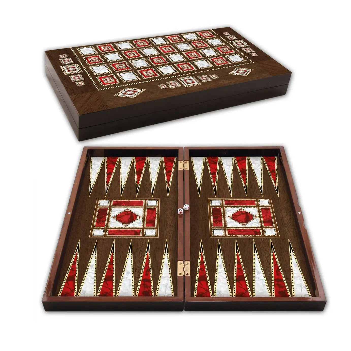Polyester Mother of Pearl Large Backgammon Set