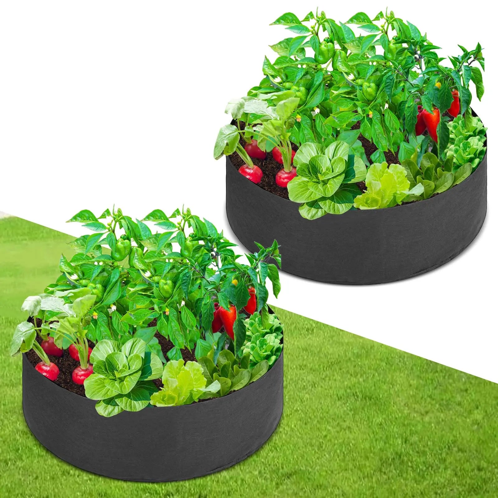 50 Gallon Large Grow Bag Heavy Duty Fabric Round Raised Garden Bed Planter Pots for Planting Herb Flower Vegetable Potato Plants