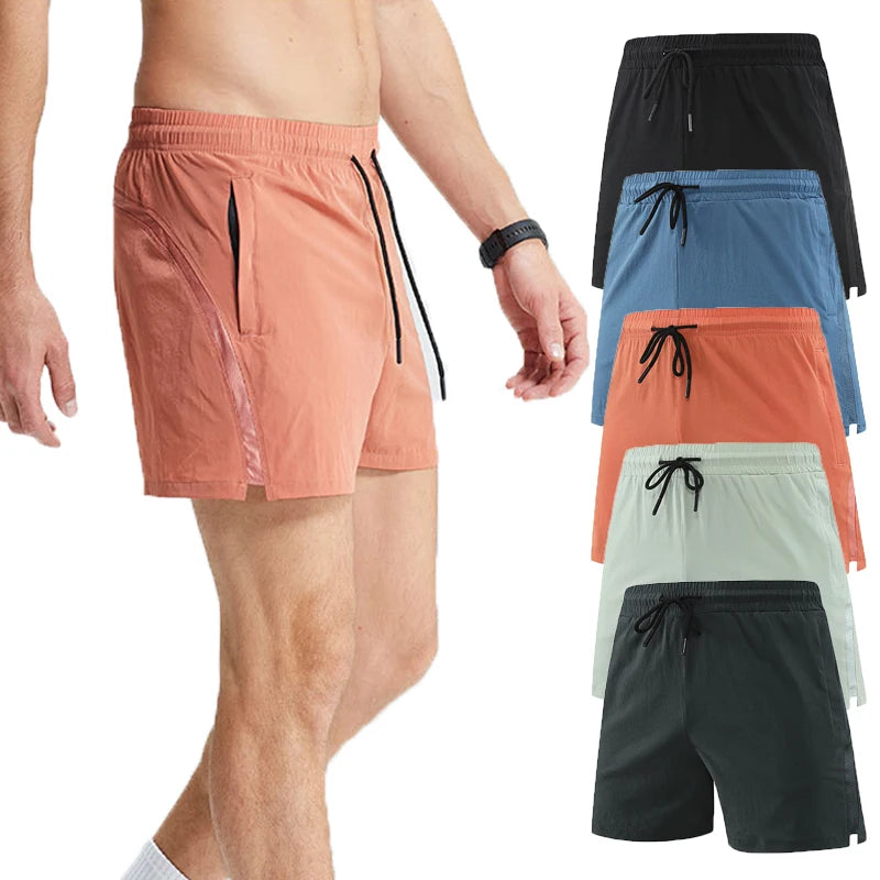 Men's Running Shorts Breathable Lightweight Nylon Quick Drying High Elastic Sweat-Wicking Four-Way Board Shorts Mid Worsted