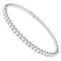 14K White Gold Vintage Tennis Bracelet for Women Flexible 3.5ct Diamond Bangle Hidden Clasp IGI Certified Elegant Fashion