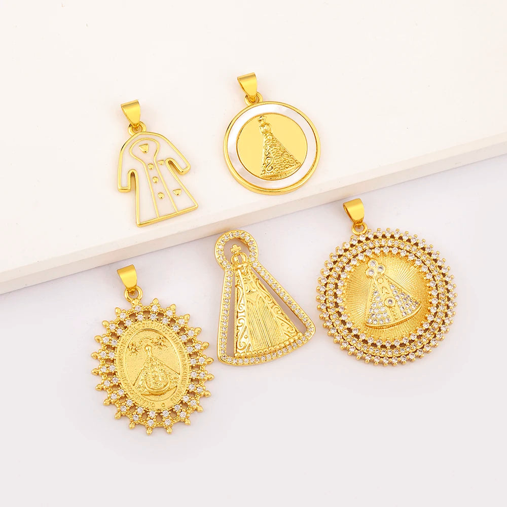 QIKU Wholesale Our Lady of Guadalupe Religious Charm Pendant Jewelry for Latin American Mexican Catholic Jewelry Making Amulet