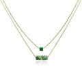 Logo Customization Green Bar Layered Fashion Pendant Necklace for Women Double Strand Necklaces
