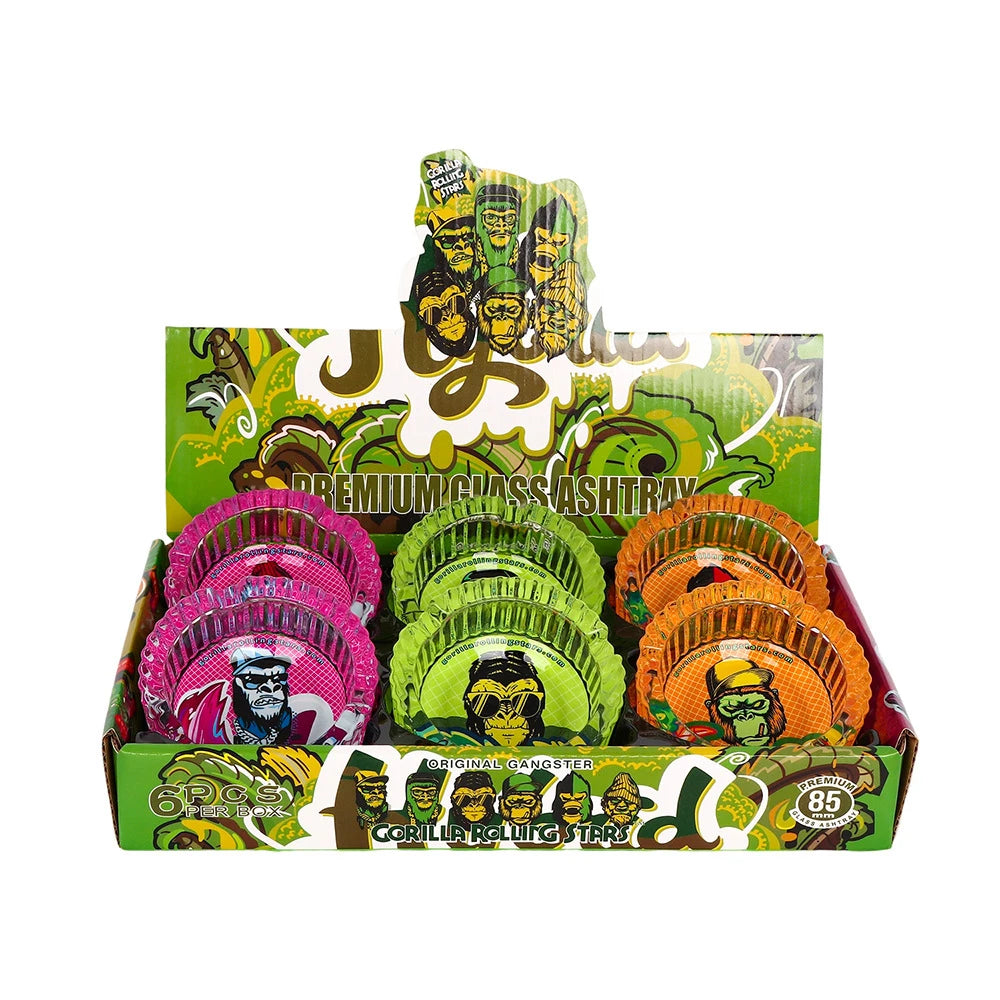 New Product Portable American Style Round Glass Ashtray with Pattern Designs for Hotel & Home Use