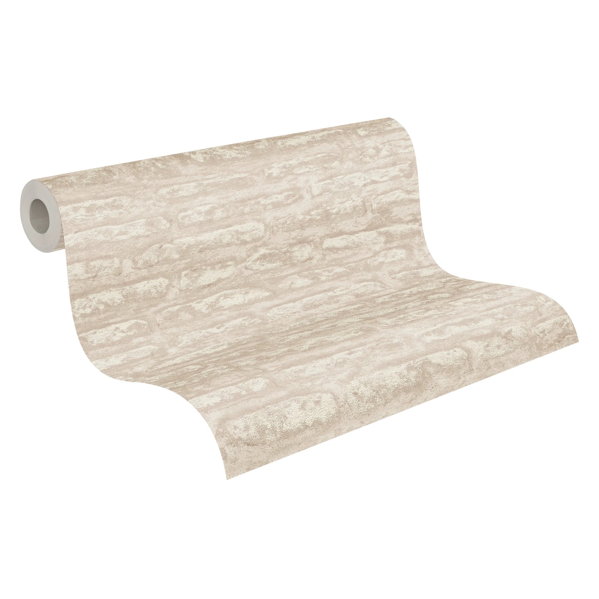 Made in Germany - Wallpaper rolls Stone Look Light Brown White - Non Woven Vinyl - Wallpaper Stone for Walls - 1005 x 053 m