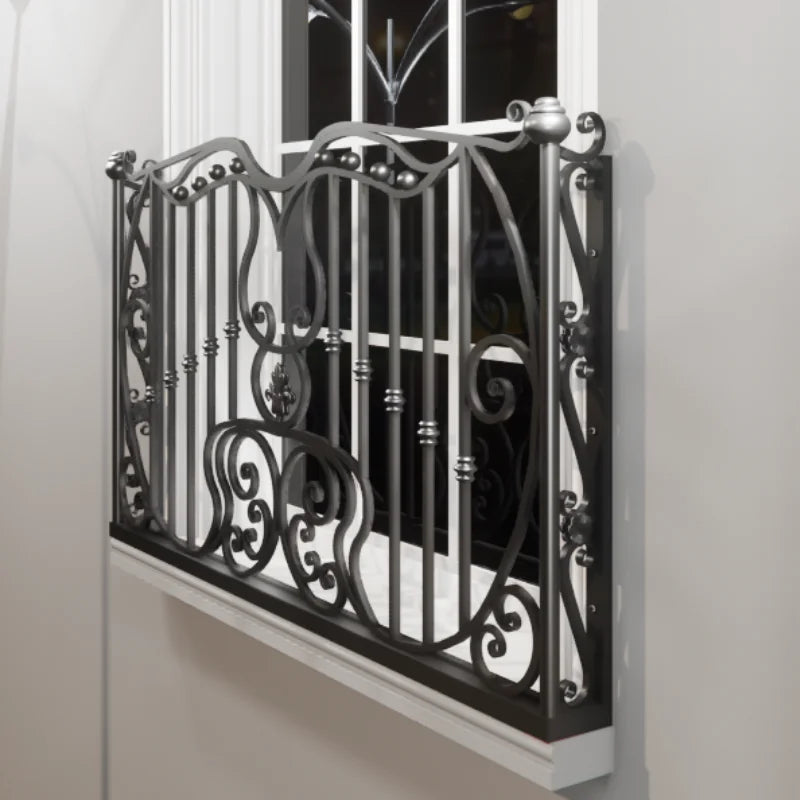 Elegant Wrought Iron Balcony Railings Designed Add Modern Charm Outdoor Safety Timeless Appeal for Villa Homes 1 Year Warranty