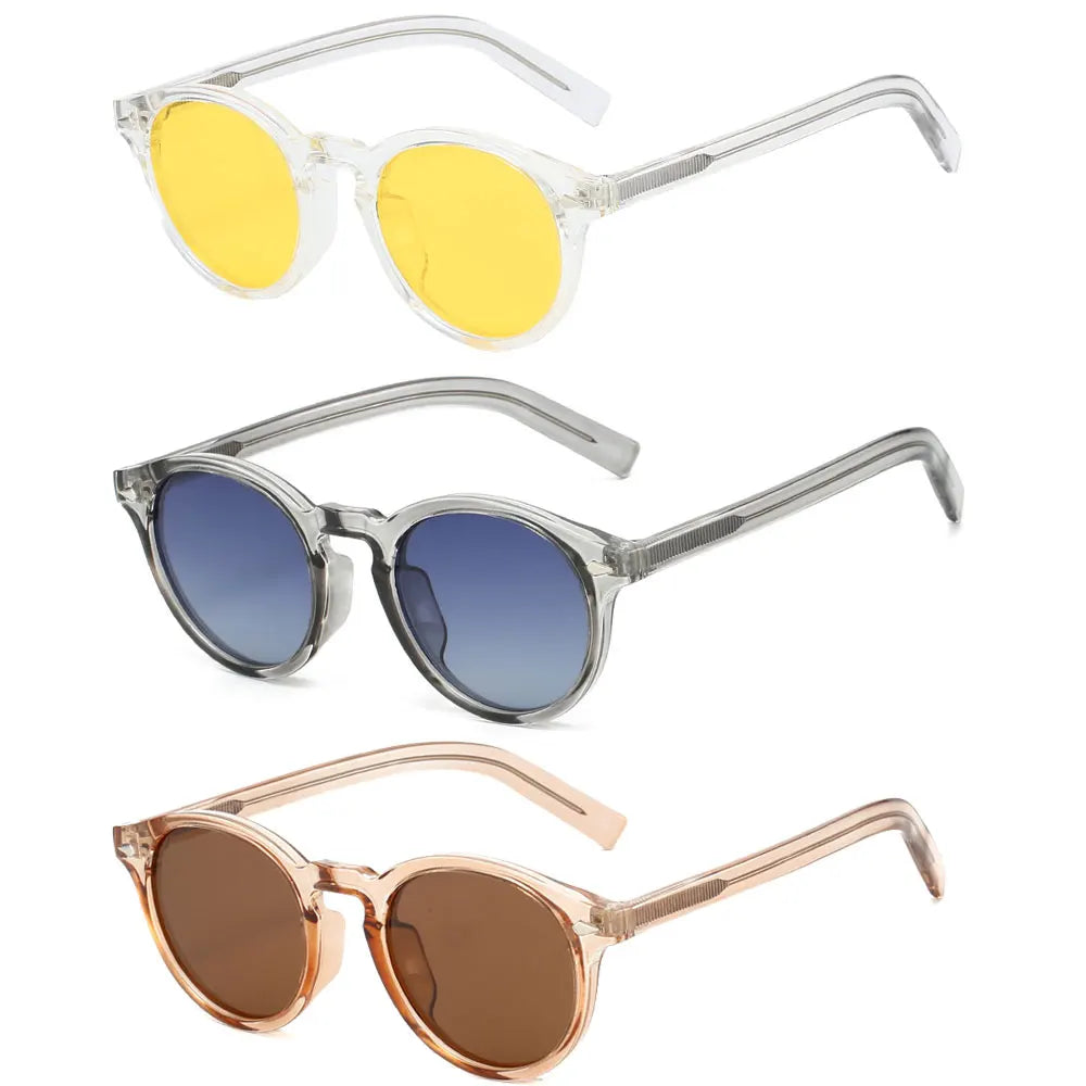 Custom Logo 2025 Retro Men Women Polarized Driving Sun Glasses UV400 Transparent TR90 Frame Round Sunglasses Men Women
