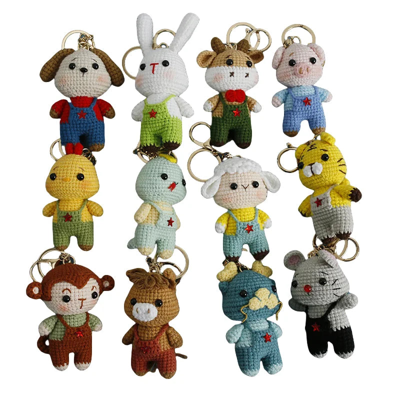 2025 HOT Hand Knitting Amigurumi Crochet Mini Stuffed Animal Doll Keychains Handmade Mini Crochet Animals Keychains
