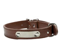 Pure Color PU Leather Dog Collars  Pet Collar with Custom Engraving Stainless Steel Name Tag That Lights Solid Pattern