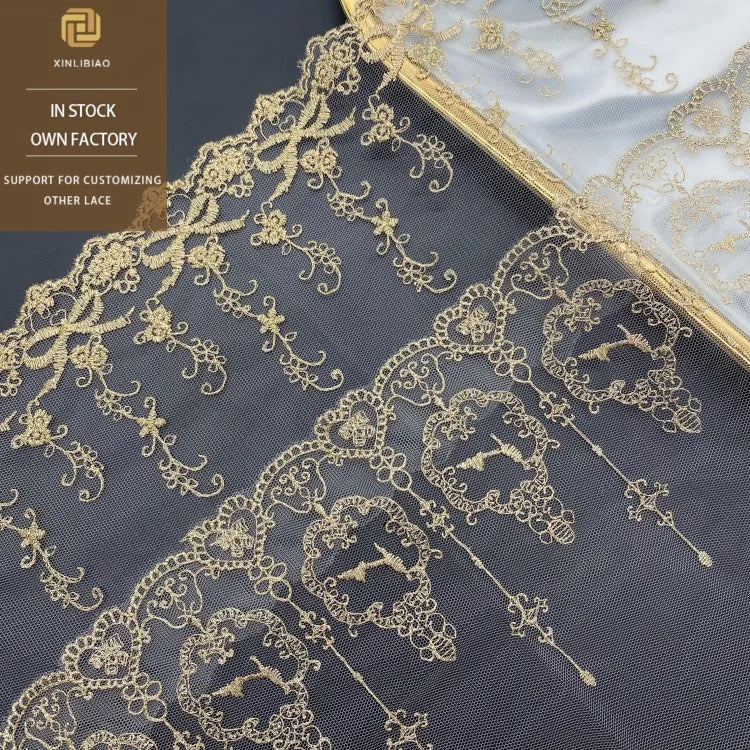 Golden Polyester Lace Lace Mesh Clothing and Home Fabric Fashionable Accessories Elegant Water-soluble Lace Accessories