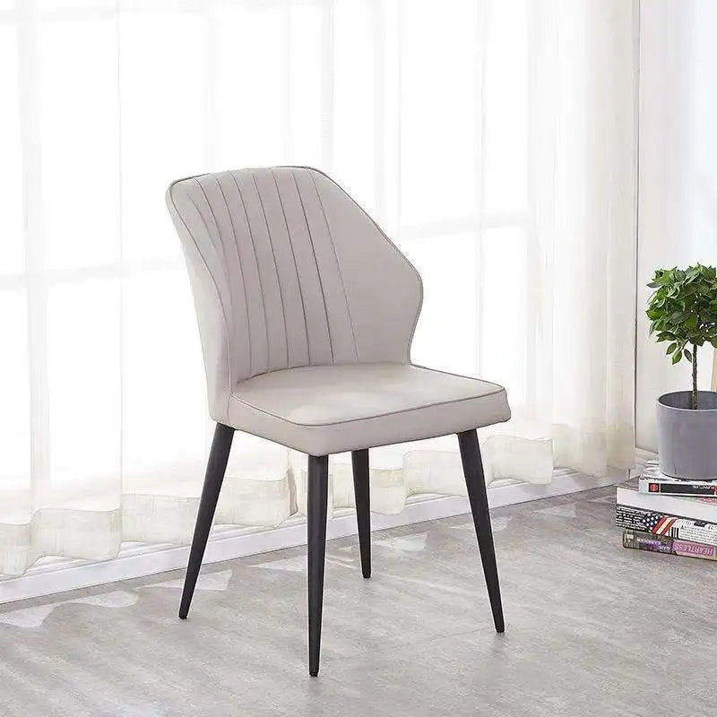 Simple Modern Leather Side Chair: Upholstered Padded Dining Chairs with Metal Legs for Projects & Home Furniture