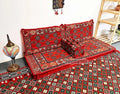 Anatolian Oriental Floor Cushion Set Cover for Two Embroidered Woven Vintage Geometric Pattern