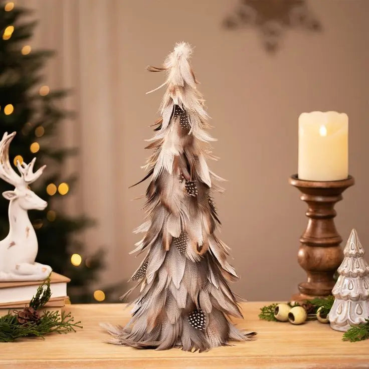 DIY White Feather Christmas Trees for Outdoor Interior Home Office Room Winter Holiday Party Decor Item Ornament Supply