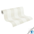 Made in Germany - Pre-Pasted Wallpaper Rolls Stripes Beige White - Non Woven Vinyl - Wallpaper Pre-Glued - 1005 x 053 m