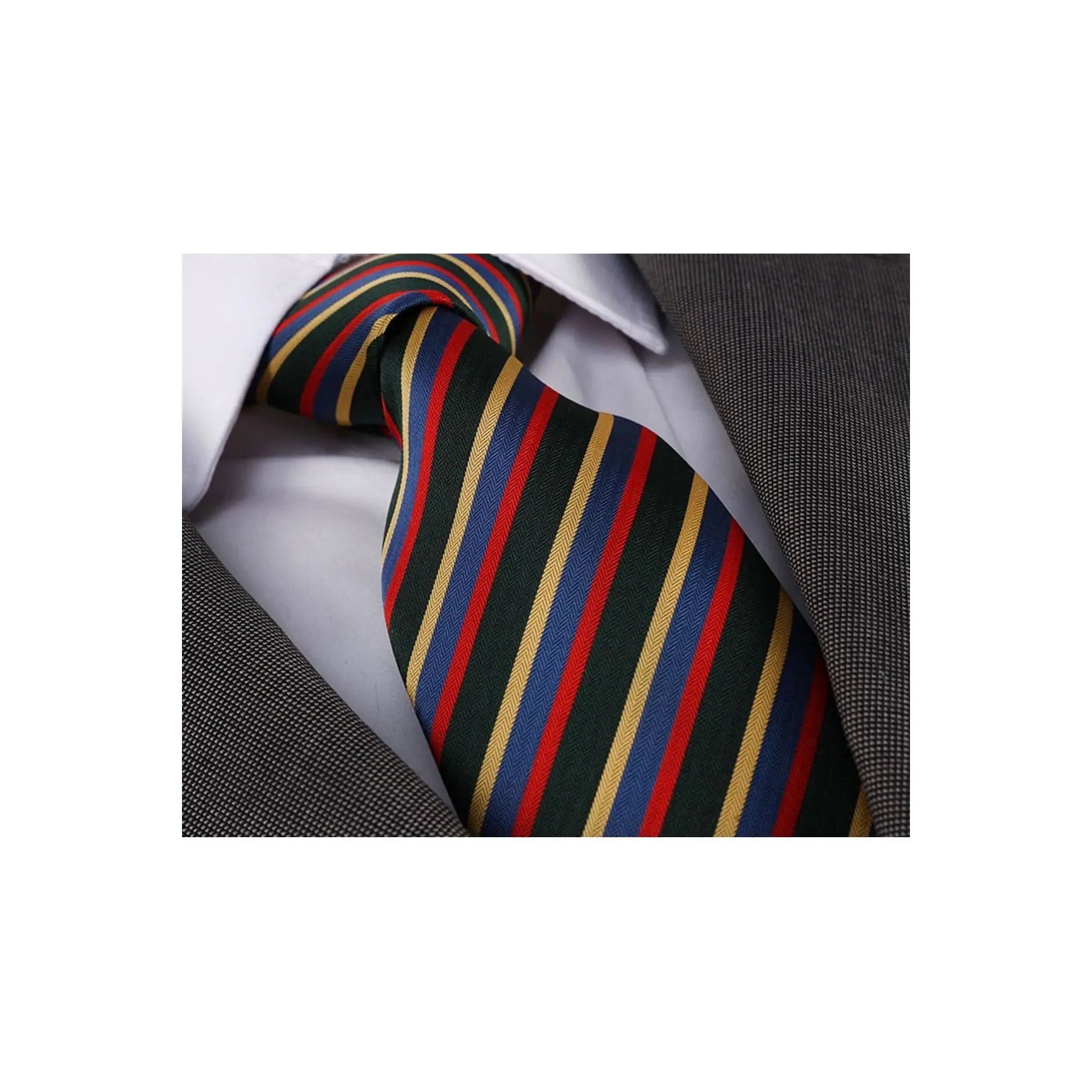 Red Blue Olive Green Striped Tie