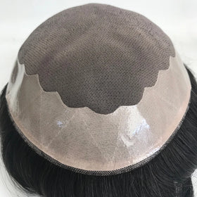 Natural Hairline Durable Fine Mono Lace Slight Wave Indian Human Hair Men Toupee