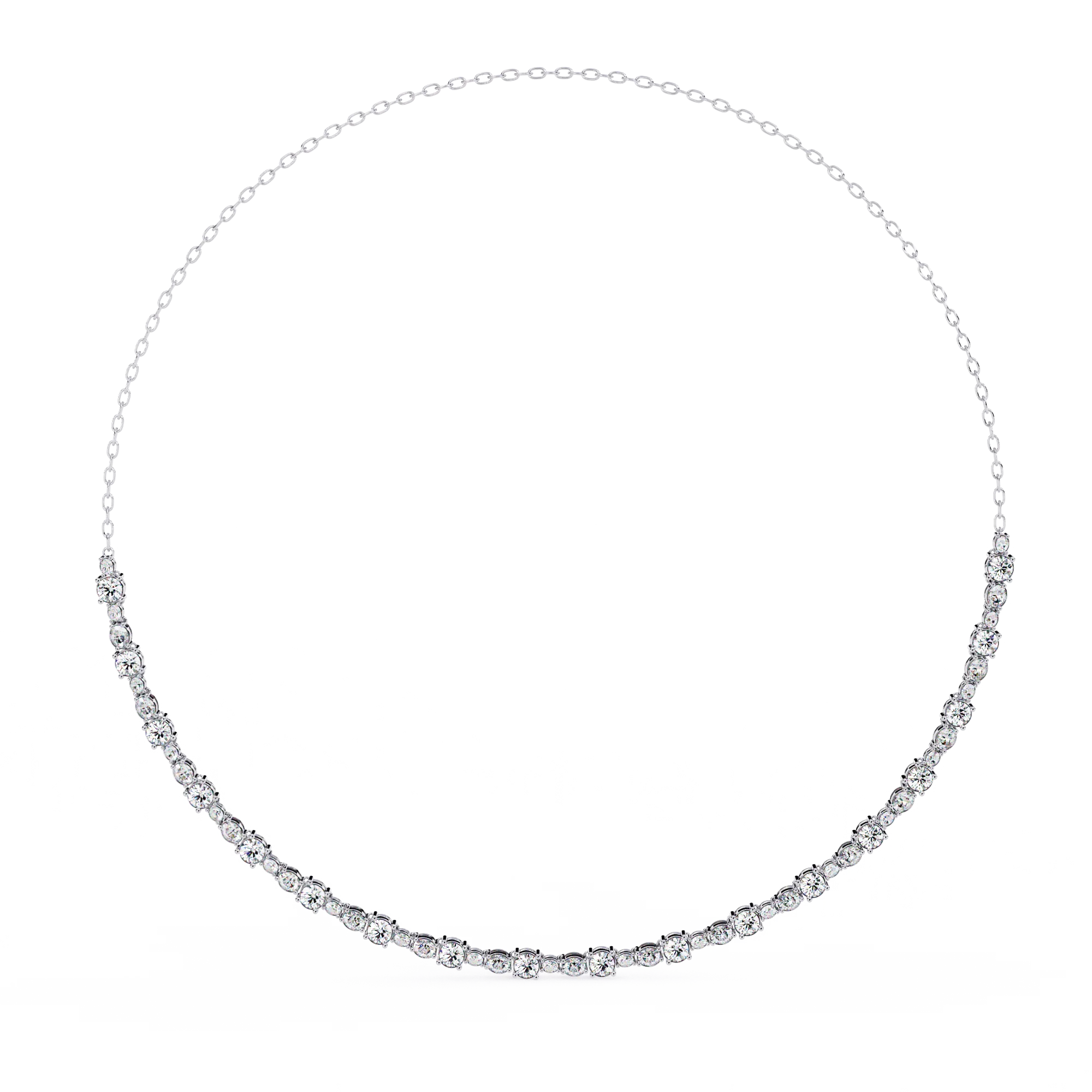 OMKAR JEWELS Women's Luxury Shape Tennis Necklace 14K White Gold IGI Certified Synthetic (Lab Grown) Oval Brilliant Cuts Diamond