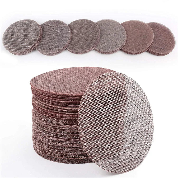 50PCS 5 Inch 80-3200# Assort Grit Hook & Loop Mesh Sanding Discs (Red) OEM for Wood Plastic & Coated Surfaces MegaBDM