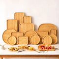 Wholesale Dishes Plates Customized Bamboo Service Tray Plate Wooden Coffee Snack Fruit Tea Cake Plate for Home Display Tray MegaBDM