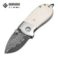 Hongrui New Desgin Mini Damascus Folding Knife Hunting Folding Knife High Quality Beef Bone for Camping