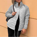 2025 Autumn/Winter New Arrival Euro-US Stylish Women's Padded Cardigan Coat with Zip Long Sleeve and Stand Collar