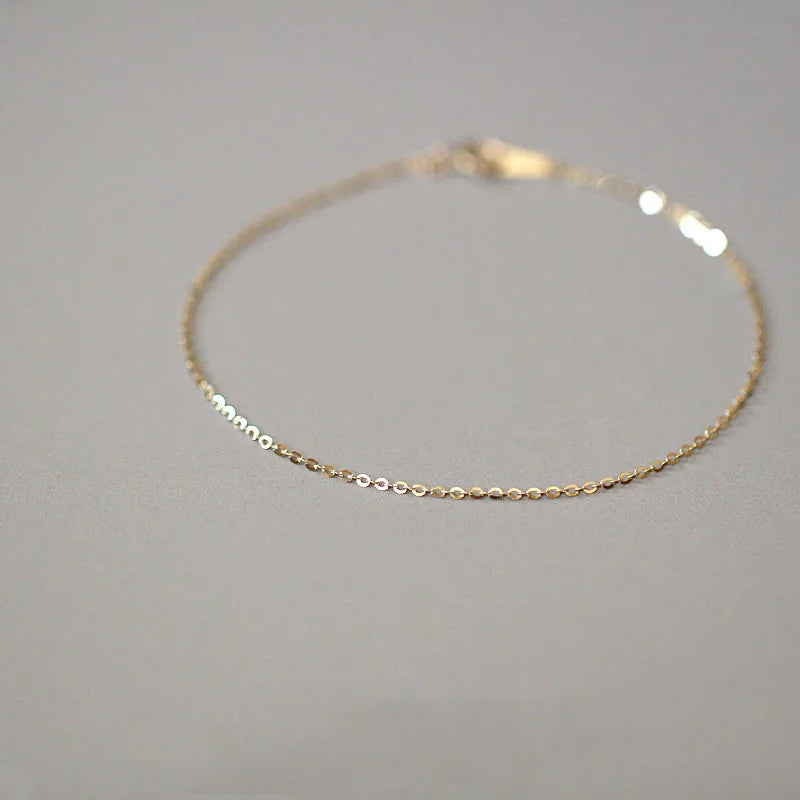 Fashion 14K Gold Plated 925 Sterling Silver Clavicle Chain Bracelet Simple Bracelet  for Women