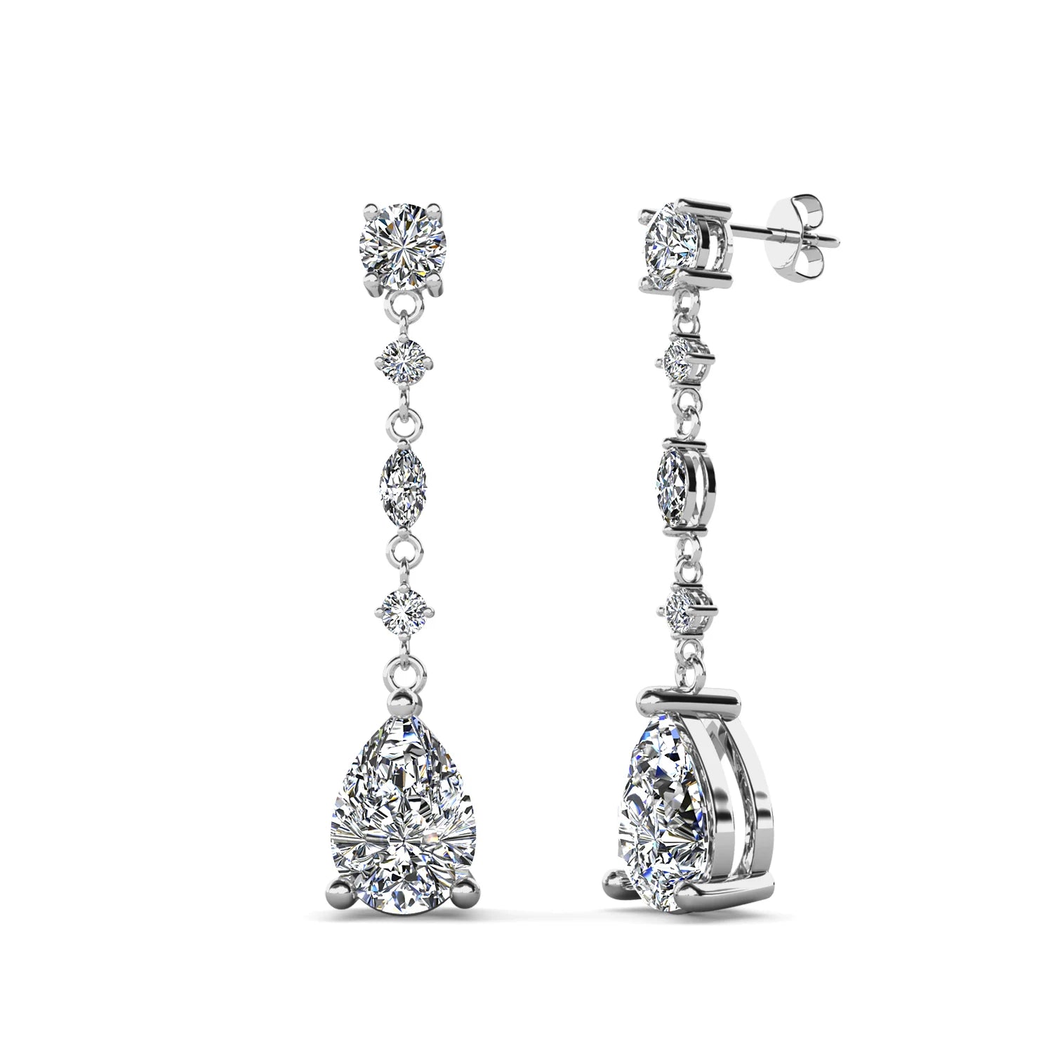 2.0CT GRA Certified Moissanite Diamond Luxury Women Jewelry 925 Sterling Silver Pear Cut Long Drop Earrings Destiny Jewellery