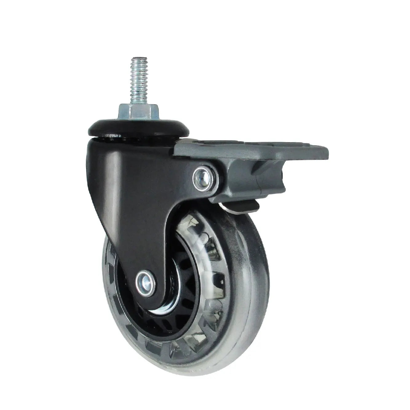 2.5 Inch Caster Wheel With Front Lock 3/8" Stem Mounting for Shelving / Carts
