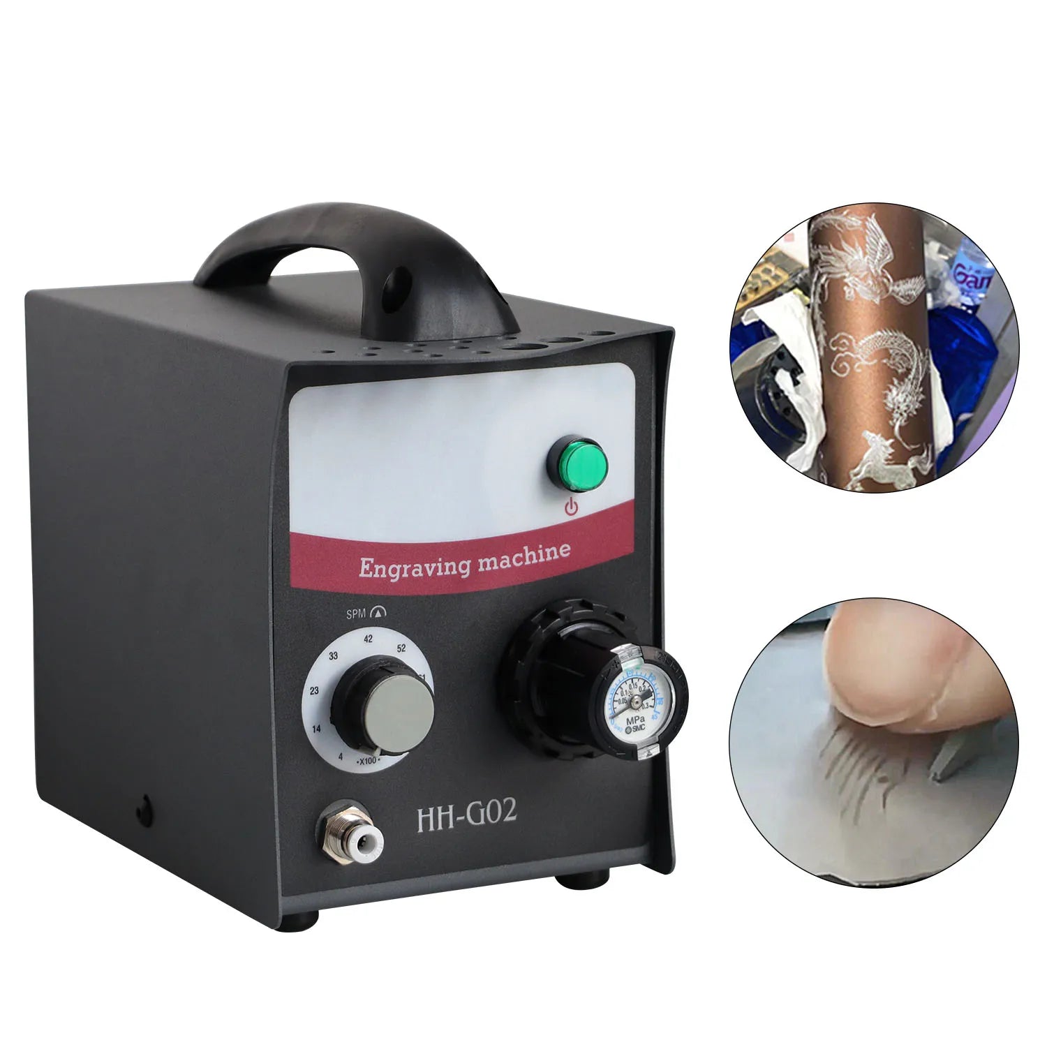 Boasta Single Head Pneumatic Engraving Machine Air Graver 60W 110/220V 8000RPM with Foot Pedal Filter for Jewelry Diy Repair
