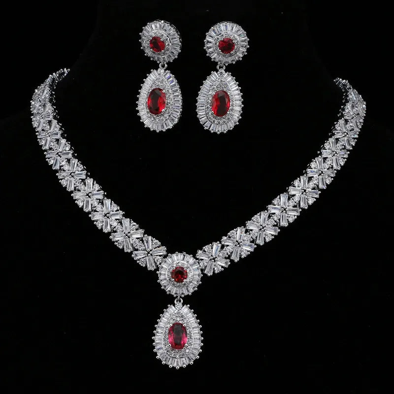 MOQ 2pcs Wholesale Wedding Women Crystal Bridal Necklace Set Indian Heavy Jewellery