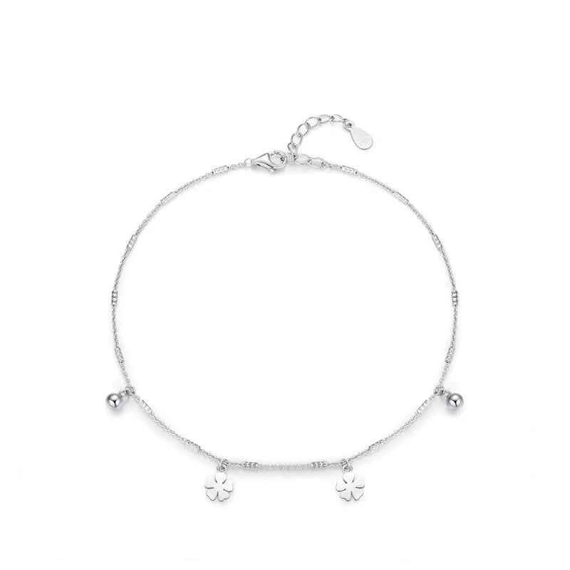 SL1657 Light Luxury Wrist Jewelry Hand Chain 925 Sterling Silver Round Bead Flower Pendant Stackable Thin Bracelet for Gift