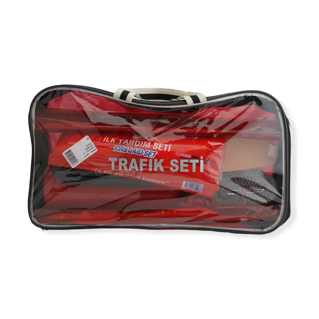 Teamcar All In-Bag Traffic Safety Tools 8 Pcs Including First Aid Kit and Fire Extinguisher