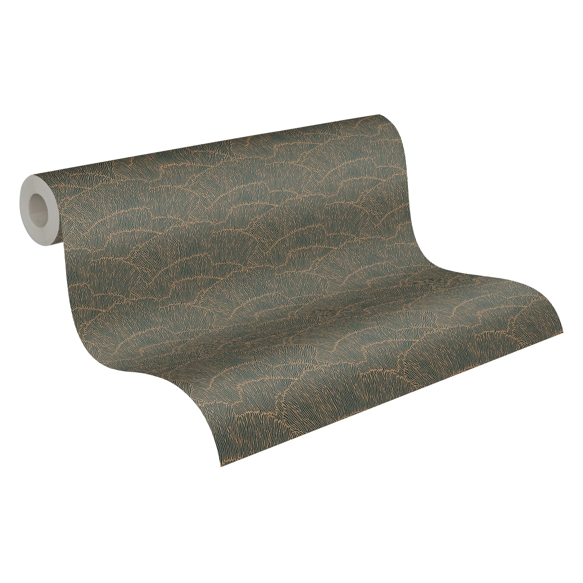 Made in Germany - Luxury Wallpaper rolls Texture Gold Green Metallic Non Woven Contract Wallpaper Metallic - 1005 x 053 m