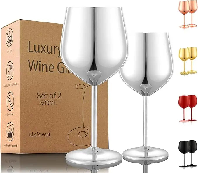Unbreakable Reusable Metal Stainless Steel Highball Red Wine Glasses Classic Style 18oz Capacity Restaurant Bar Business Gift