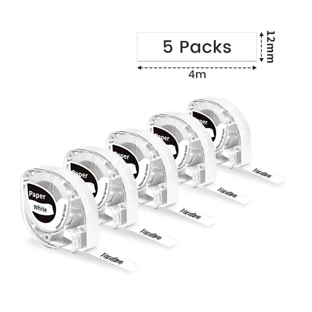 Phomemo 12mm X 4m Label Maker Tape Paper Material Compatible Dymo LetraTag LT-100H Phomemo P12 P12-Pro LT12 Label Maker Masking
