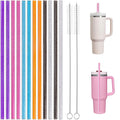 New Drinking Straw for Cup Accessories With Cleaning Brush Color Reusable Plastic Glitter Replacement Straws for 40 oz Tumblers