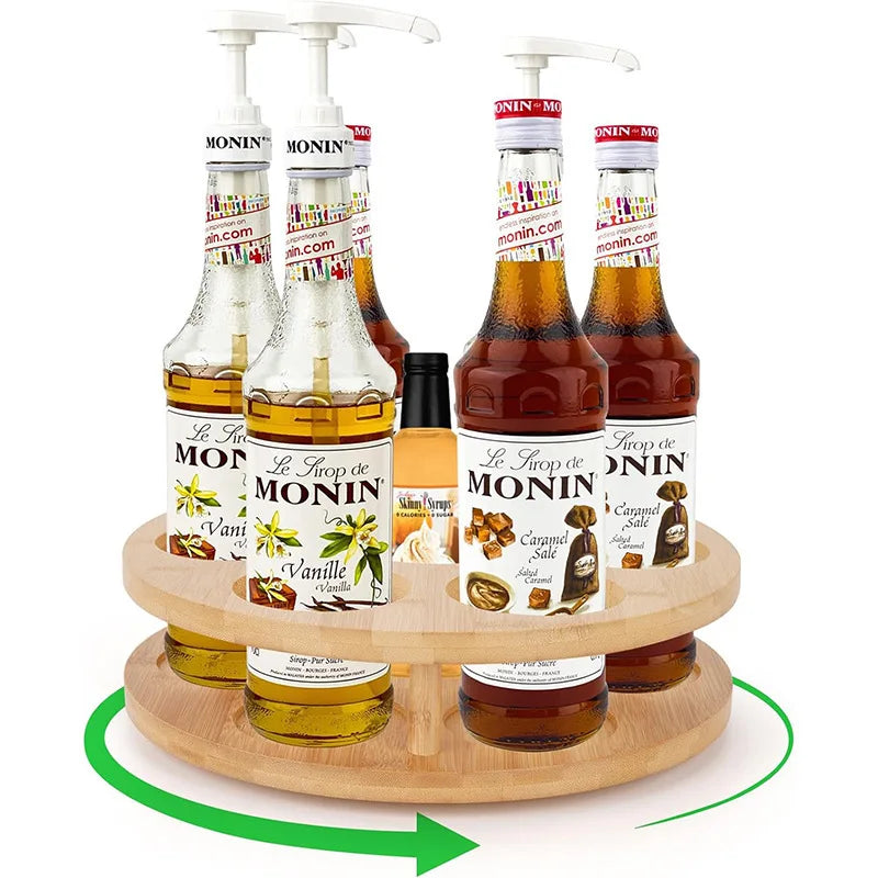 Modern Sustainable Wood Multifunction Rack Kitchen Storage Organizer with Seasoning Bottle Holder for Dining Table