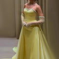 Jancember LSZ586 Elegant Bright Yellow Beaded Sweetheart Mermaid Evening Dresses With Glove