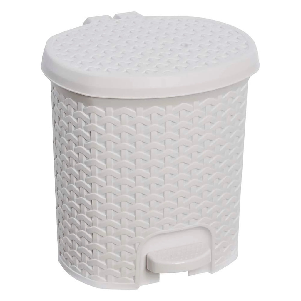 Multipurpose waste bin/bin with lid rattan design 5.5L capacity 22.5x24x26 cm Nordic white color