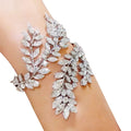 New European and American Personality Leaf Zircon Bracelet Adjustable Opening Stainless Steel Bracelet Arm Ring Fashion Jewelry MegaBDM
