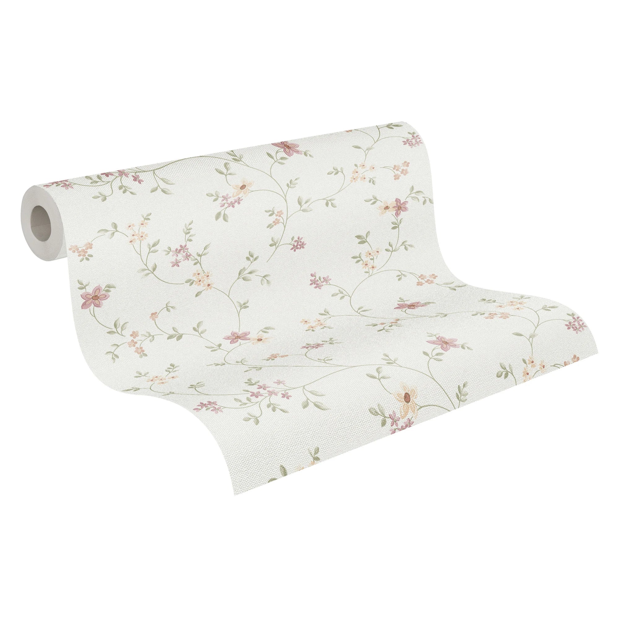 Made Germany Modern Floral Wallpaper Rolls Cream Green Pink Yellow Non Woven Vinyl Abrasion-Resistant for Living Room Hotel Use