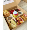 Hot Sell EcoFfriendly Disposable Food Packaging Sushi Cake Snake Burger Cookie Bakery Paper Packing Box with Divider Sauce Dip