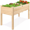 Wooden Raised Garden Bed with Foot Caps Liner for Home Yard Planter