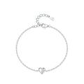 SL1700 925 Sterling Silver Minimalist Smooth Heart Bracelet Charm Link Chain Adjustable Bracelet for Fine Female Fashion Jewelry