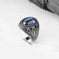 Azuris Turkish 925 Sterling Silver Men's Ring Ottoman Style Fashion Jewelry Natural Black Stone Handmade Turkey Model VALKH1329