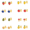 925 Silver Enamel Gold Stud Oil Earrings Cute Mini Fruit Drop Design Trendy Style for Daily Wear Parties Rhodium Great Gift Idea