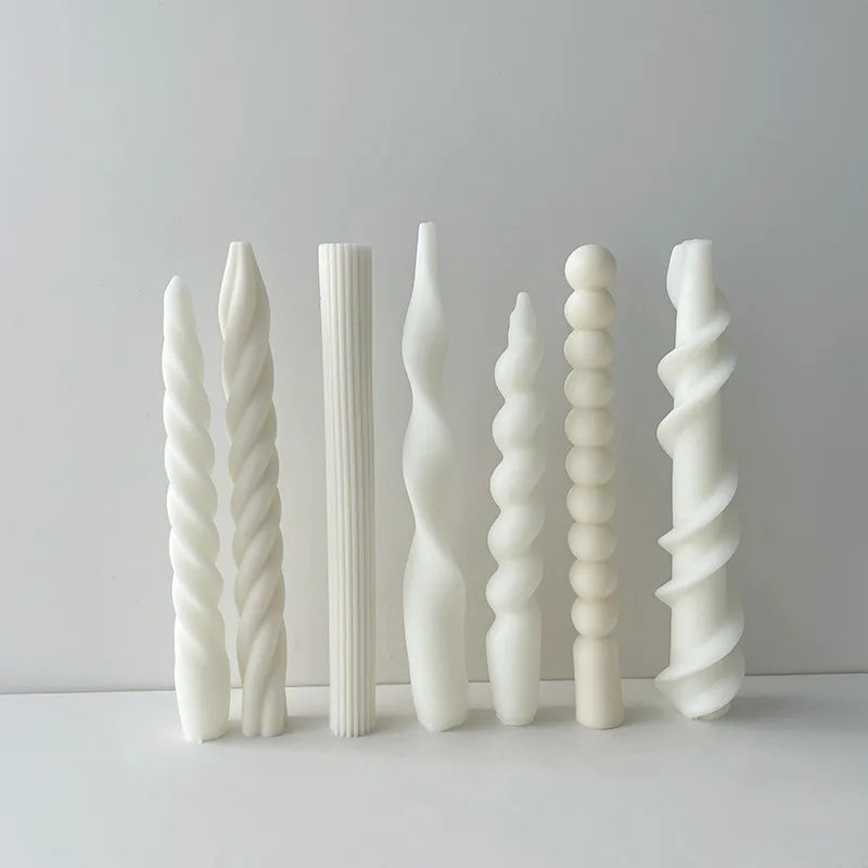 Aromatherapy Candle Making Silicone Mold Spiral Pattern Long Handle Striped and Long Striped DIY Supplies
