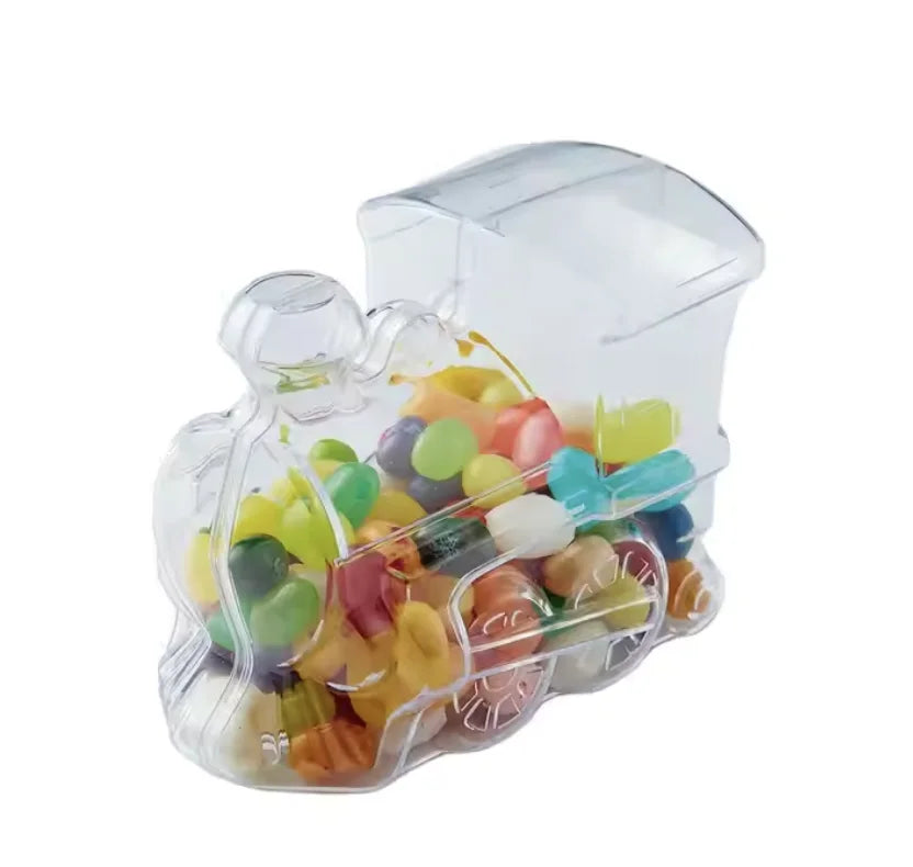 Kwang Hsieh Train Shaped Food Grade Transparent Reusable Injection Molded PS Candy Plastic Box Kitchen Use Christmas Hanging