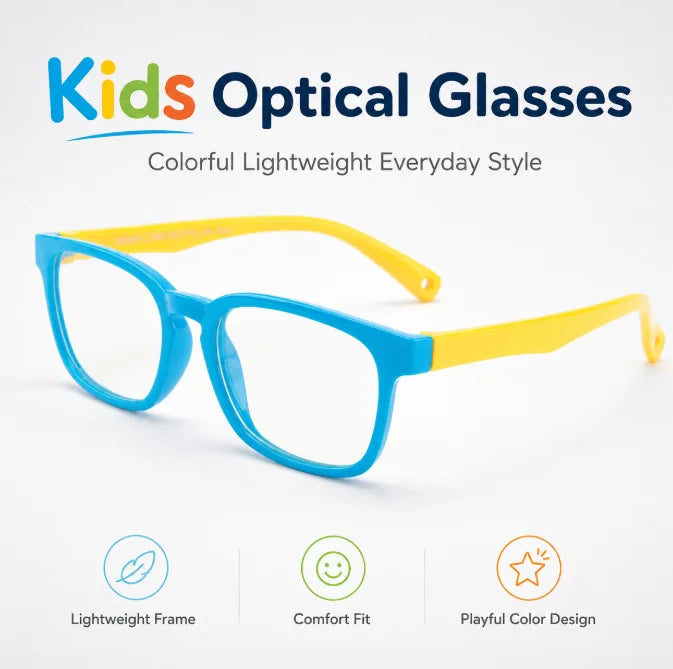 Fashion Children's Colorful Lightweight Square Optical Frame Blue Light Eye Care Optical Frame for Kids Computer Game Protection